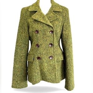 Moda International Olive/ Multi Pea Coat sz 6 Y2K vintage retro